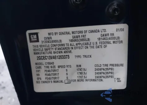 2006 Chevrolet Silverado 1500 Ls z USA, uszkodzony, nr VIN 2GCEC13V461263373